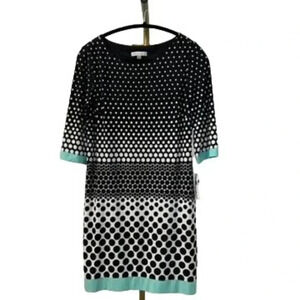 Sandra Darren Women's Polka Dot Dress Black/White/Mint Size 10P NWT